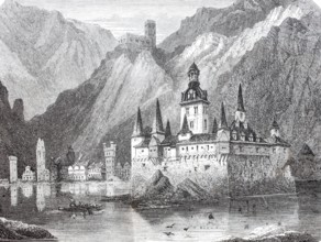 Pfalzgrafenstein Castle between Bacharach and Kaub on the Rhine, 1880, Rhineland-Palatinate,