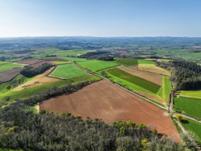 Farms and Fields over Torquay from a drone, Devon, England, United Kingdom