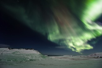 Northern Lights, Close to Vik, Ring Road, Mountains, Frost, Winter, Cold, Snow, Night, Iceland*
