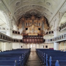Evangelical Lutheran Church of St Mary, interior view with baroque organ prospectus, Celle, Lower