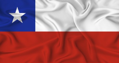 Realistic Chile flag waving. Close up of flag of Chile with cloth texture
