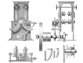 Sawing machine by Mc Carter, historical, digitally enhanced reproduction of a model from around