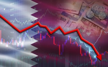 Qatar financial fall on economy market. Qatar financial crisis on economic graph