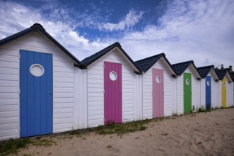Bathing huts, beach huts, beach cabins, bathing cabins, cabins, colourful, colourful,