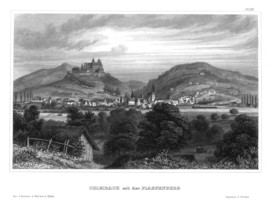 Kulmbach and the Plassenburg, 19th century, Upper Franconia, Bavaria, Germany, reproduction from an