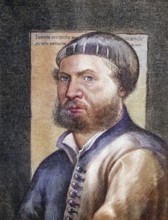 Hans Holbein the Younger, 1497, 1543, a German painter, coloured wood engraving, reproduction from