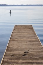Wooden pier on Lake Seminole at the Corps of Engineers Eastbank Campground near the Florida state