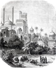 The palace in Vellore, Bellore, in 1870, India, digitally enhanced reproduction from a 19th century