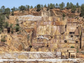 Rio Tinto mining area, destroyed nature and remains of mining activities, views along the touristic