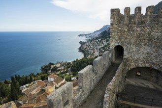 Picturesque mountain village overlooking the sea, Roquebrune, Roquebrune-Cap-Martin, near Monaco,