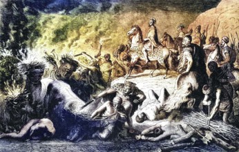 A re-enacted night march during the campaigns of 218 to 201 BC by Hannibal, the military commander