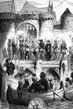 Thomas Wentworth, 1st Earl of Strafford (1593 to 1641), stands trial. From 1632 to 1639, he imposed