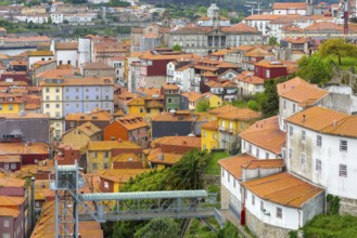 Rooftops of historic buildings in Ribeira area, city of Porto, Portugal