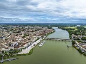 Libourne from a drone, Gironde, Nouvelle-Aquitaine, Saint-Emilion and Pomerol, Southwestern France