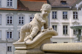 Fountain at Residenzplatz, Eichstätt, Altmühltal, Upper Bavaria, Bavaria, Germany