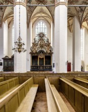 Interior photo, St Mary's Church in the old town of Stralsund, Mecklenburg-Western Pomerania,