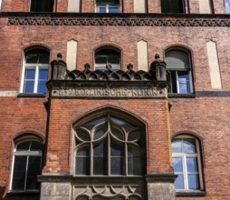 Historic brick building on the grounds of the Charité Campus Mitte, Berlin, Germany