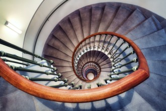 Old staircase with beautiful spiral staircase, Zurich, Switzerland