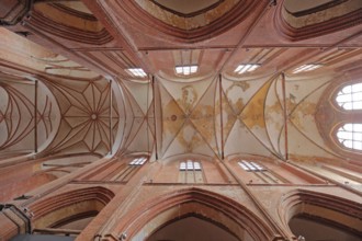 Ceiling of the Gothic St Georgen Church, UNESCO, interior view, ceiling, view upwards, St Georgen,