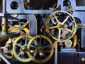 Historic mechanical gear train for the church bells of the main church of St Katharinen, Hamburg,