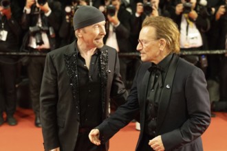 Cannes, France - 16.5.2024: The Edge and U2 singer Bono during the Bono: Stories Of Surrender red