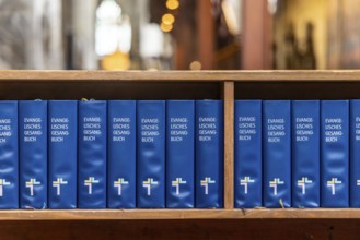 Protestant hymnal. Church of St Michael in Schwabisch Hall, Baden-Württemberg, Germany