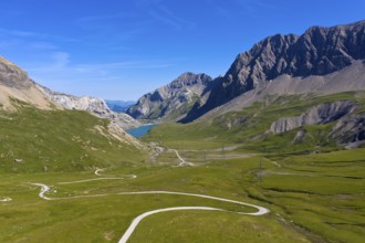 On the Sanetsch Pass, pass road to the Sanetsch reservoir, Lake Sanetsch, Bernese Alps, Savièse,