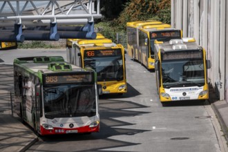 Public transport stop, bus station, local buses in Essen-Steele, bus and S-Bahn junction, Essen,