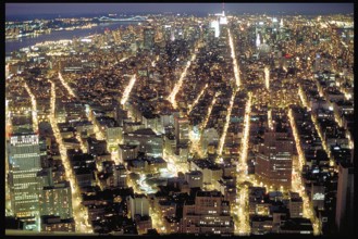 Night view from the Worl Trade Center, Twin Towers, September 2000, New York City, USA