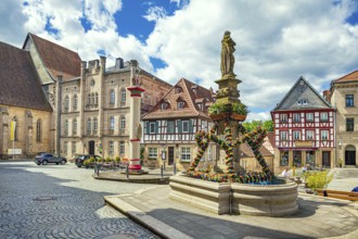 Melchior-Otto-Platz with column of honour in Kronach, Germany