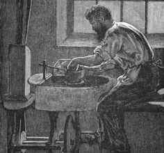Man, potter, Burslem, Staffordshire, around 1870, England, digital reproduction of a historical