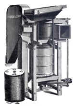 Grain processing, brushing machine, Throop system, by Hoerde & Co, around 1880, digitally improved