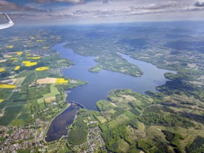 Aerial view, Möhnesee, Möhnestausee, reservoir, water, Sauerland, North Rhine-Westphalia, Germany
