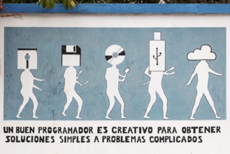 Exterior wall of a school, San Cristobal, Galapagos, Ecuador
