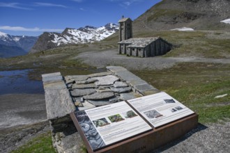 View of the chapel Chapelle Notre-Dame-de-Toute-Prudence in the background next to the pass road