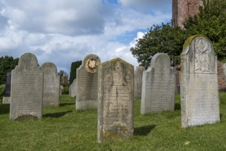 Talking gravestones, Süderende, North Sea island of Föhr, North Frisia, Schleswig-Holstein, Germany