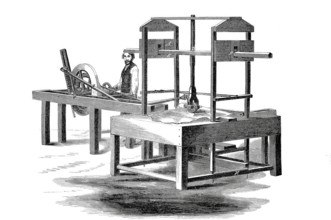 American leather polishing machine, historical, digitally enhanced reproduction of a model from