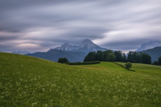 Dramatic weather over the Alps in Berchtesgadener Land with a view of the Watzmann