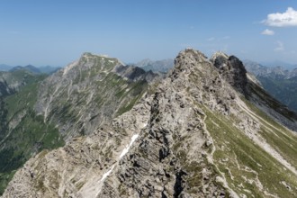View from the Nebelhorn to Hintersteiner via ferrata, Oberstdorf, Allgäu Alps, Allgäu, Bavaria,