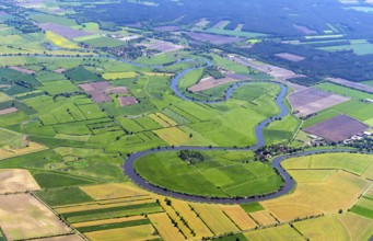 Nature reserve, Aller, Aller loop, river, river course, nature, water, aerial view, Rethem, Lower