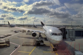 Kennedy Airport, a passenger plane being loaded, New York City, USA