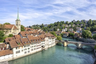 Bern City on the River Aare Old Town with Nydegg Church in Bern, Switzerland