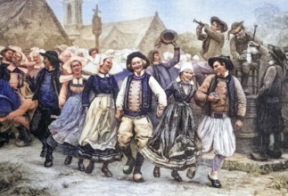 Breton gavotte, dance, Brittany, France. The gavotte is a historical ballroom dance. It is often