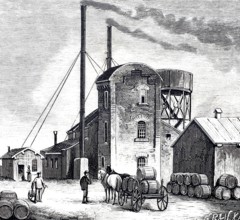 Petroleum wells in Oelheim, Ölheim, oil production, petroleum refinery, around 1882, district of