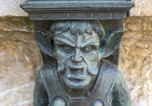 Close-up of bronze Satyr figure at the Landhausbrunnen fountain, Landhaus, Graz, Austria