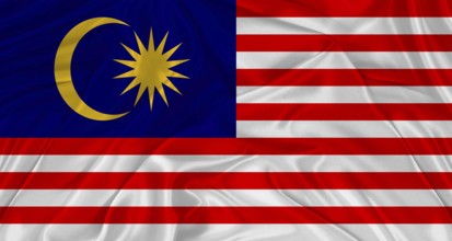 Flag of Malaysia with cloth texture. Close up of Malaysia flag waving