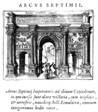 L'arco di settimio severo, Arch of Septimius Severus, a three-arched triumphal arch on the Roman