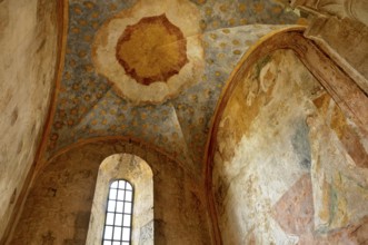Remains of 14th century frescoes, side chapel, interior, Gothic basilica of the Cistercian abbey of
