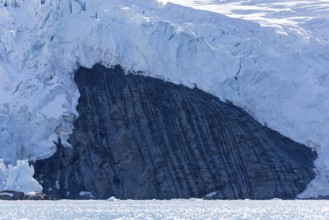 Glacier tongue, ice, edge, rock, sea, Fugelfjorden, Spitsbergen, Svalbard