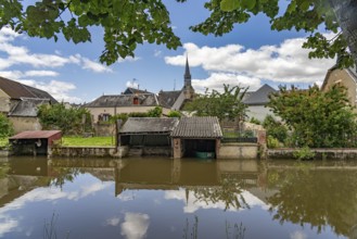 Moat in the old town of Bonneval, Centre-Val de Loire, France